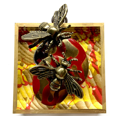 Acrylic Frame with Bees on Brooch / Slight Imperfections (3
