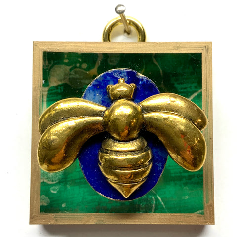 Acrylic Frame with Deco Bee on Lapis / Slight Imperfections (2