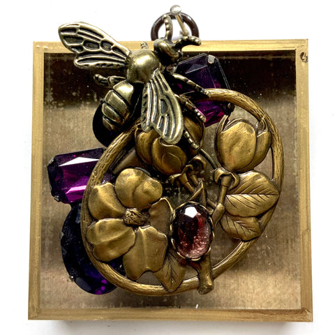 Acrylic Frame with Bees on Brooch / Slight Imperfections (3
