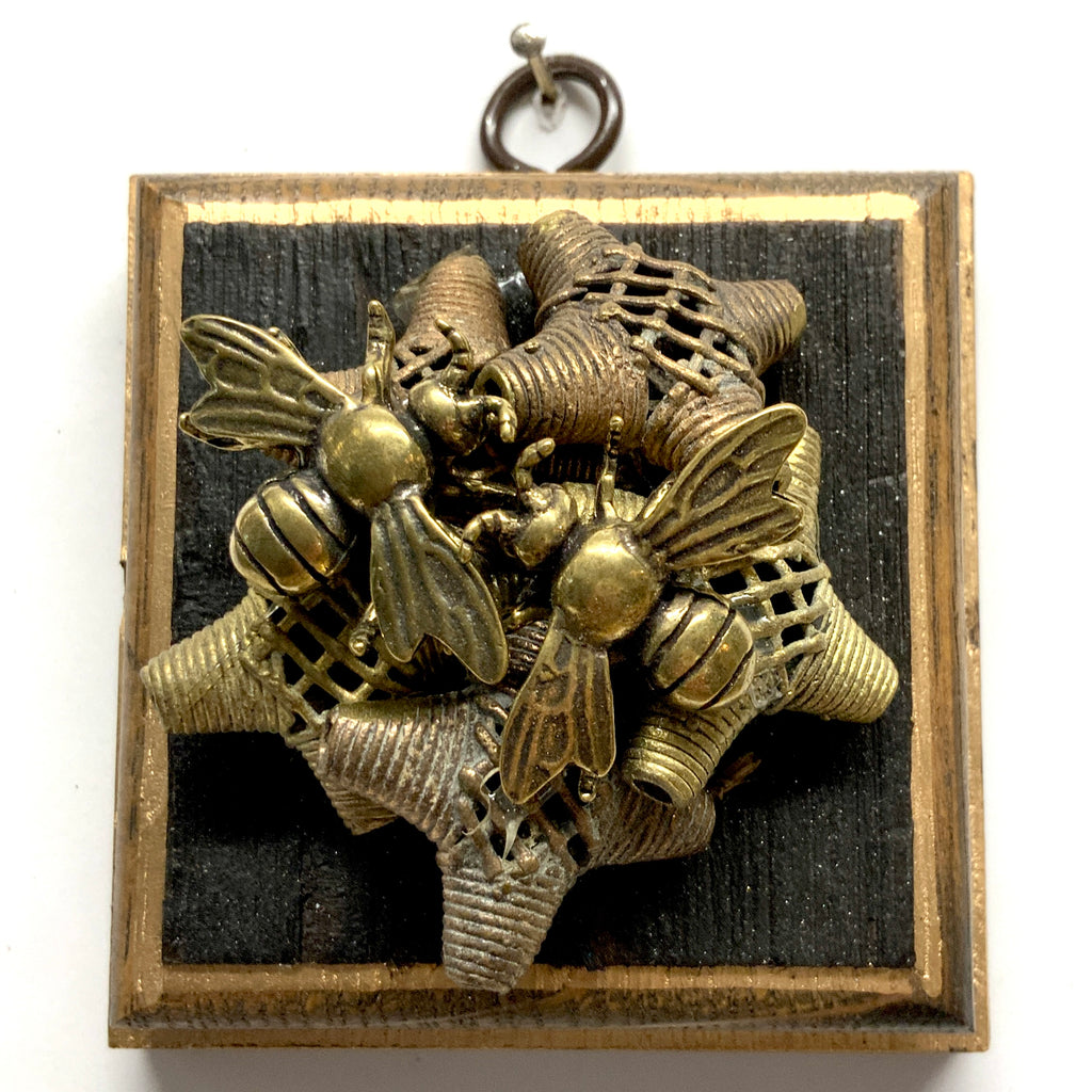 Bourbon Barrel Frame with Bees on Beads  (3.25