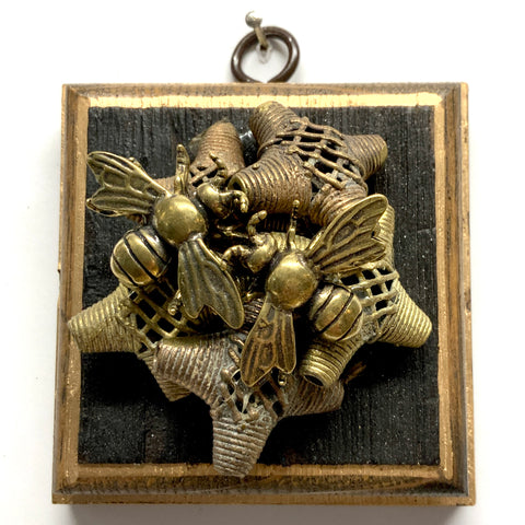 Bourbon Barrel Frame with Bees on Beads  (3.25