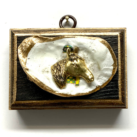 Bourbon Barrel Frame with Horse on Oyster Shell (3.5” wide)