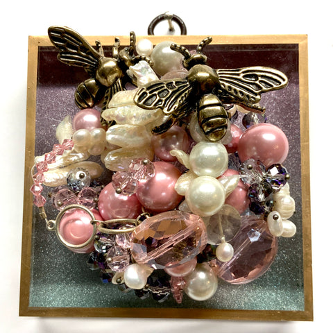 Acrylic Frame with Bees on Necklace / Slight Imperfections (4