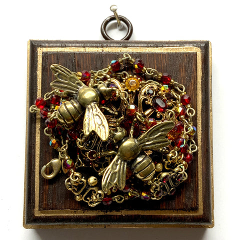 Wooden Frame with Bees on Necklace (3.25