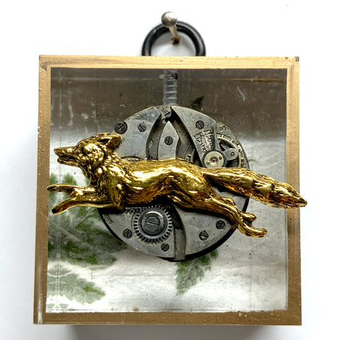 Acrylic Frame with Fox on Watch Gear / Slight Imperfections (2