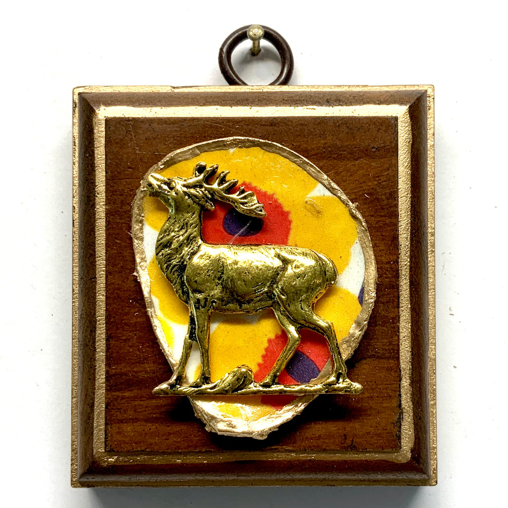 Mahogany Frame with Stag on Oyster Shell (2.5” wide)