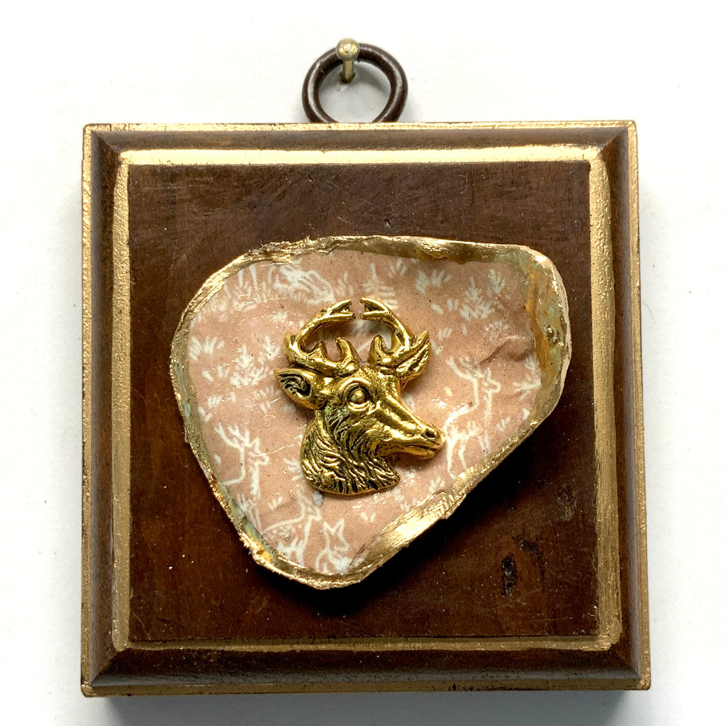 Mahogany Frame with Stag on Oyster Shell (2.75” wide)