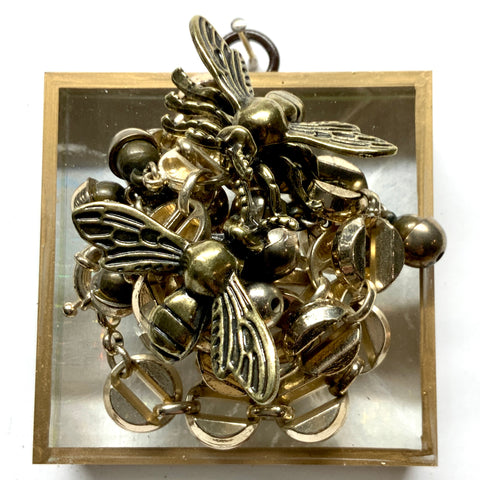 Acrylic Frame with Bees on Necklace / Slight Imperfections (3