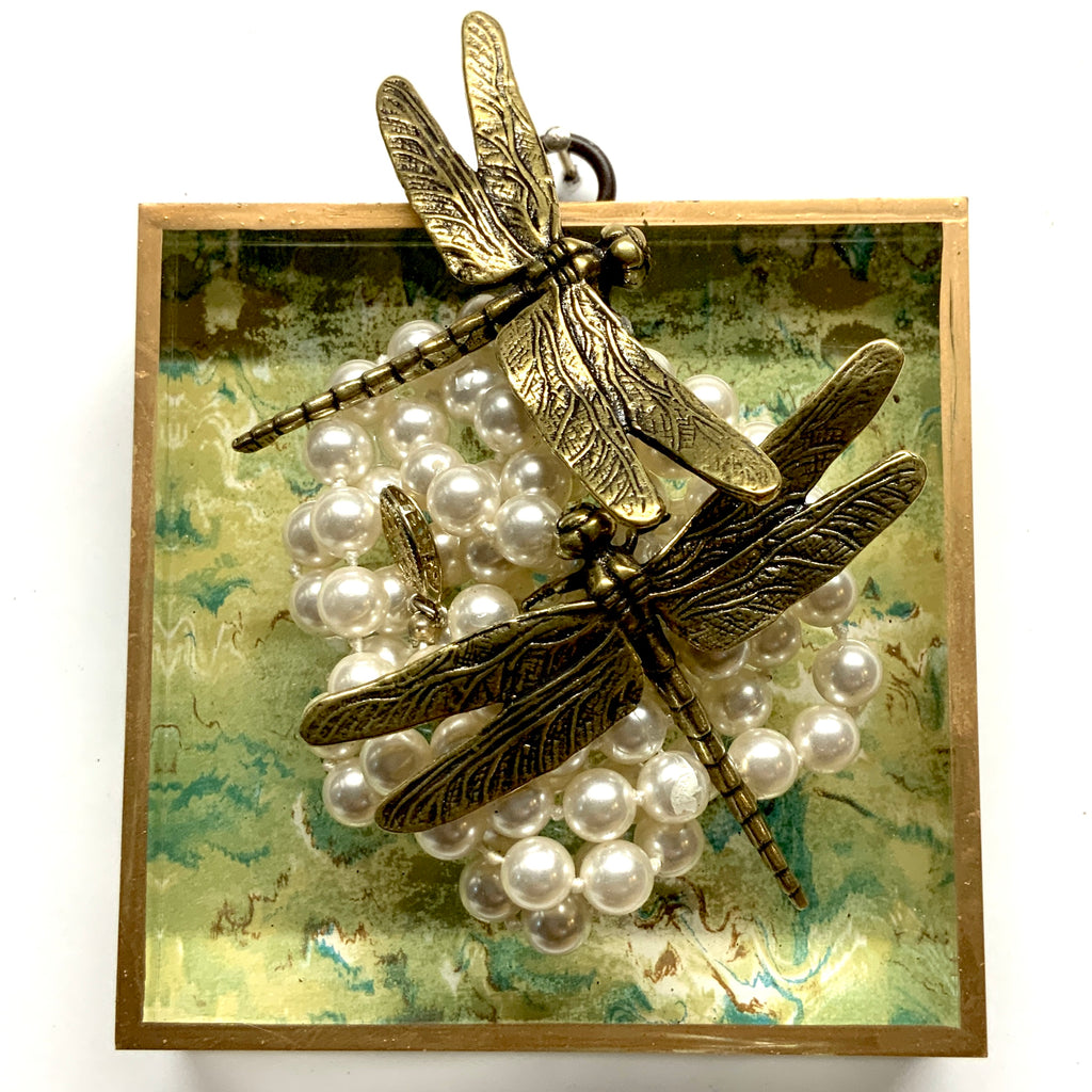 Acrylic Frame with Dragonflies on Pearls / Slight Imperfections (4