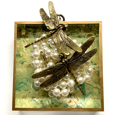 Acrylic Frame with Dragonflies on Pearls / Slight Imperfections (4