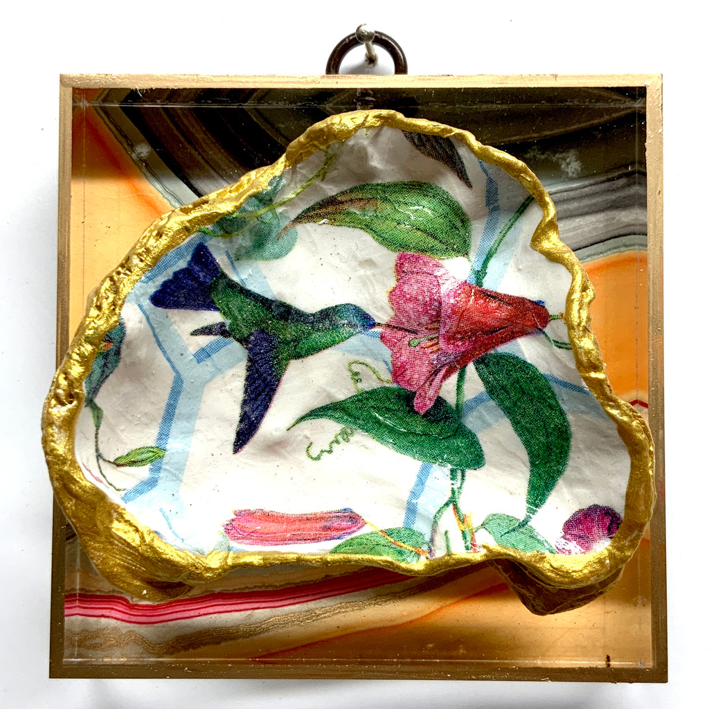 Acrylic Frame with Oyster Shell on Marbled Paper / Slight Imperfections (4