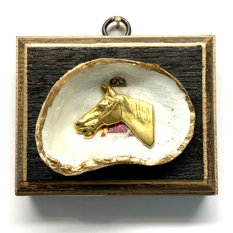 Bourbon Barrel Frame with Horse on Oyster Shell (3.5” wide)