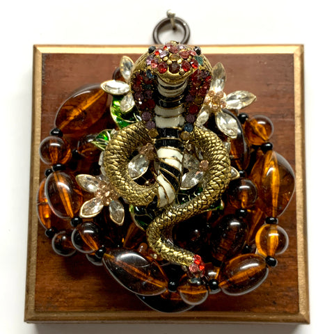 Wooden Frame with Cobra on Necklace (4