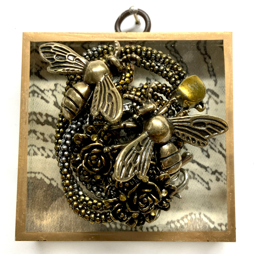 Acrylic Frame with Bees on Necklace / Slight Imperfections (3