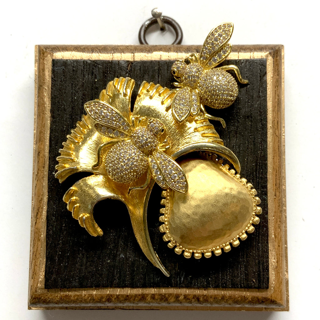 Bourbon Barrel Frame with Sparkle Bees on Brooch (3.25