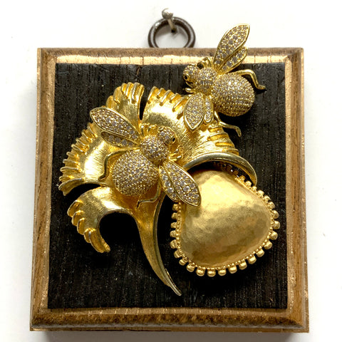 Bourbon Barrel Frame with Sparkle Bees on Brooch (3.25