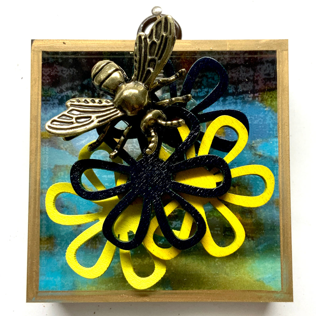 Acrylic Frame with Bee on Flowers / Slight Imperfections (3