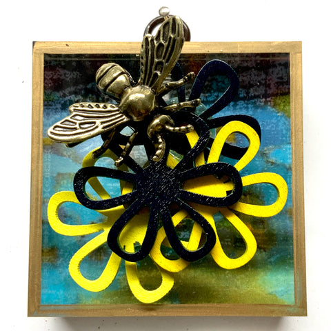 Acrylic Frame with Bee on Flowers / Slight Imperfections (3