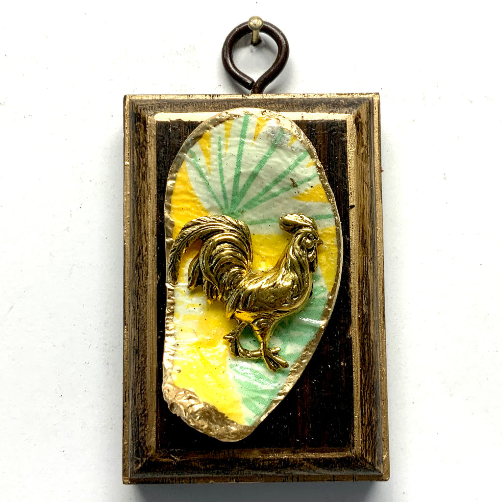 Wooden Frame with Rooster on Oyster Shell (2” wide)