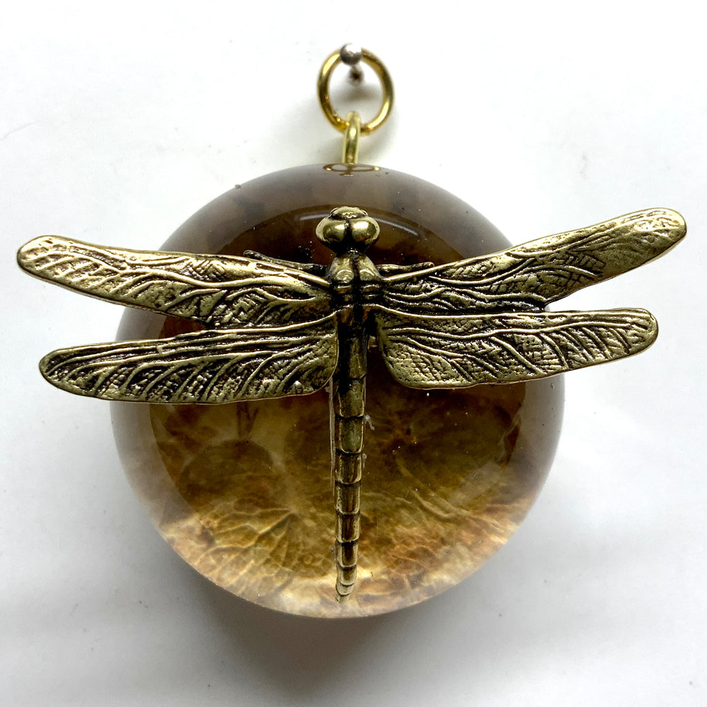 Acrylic Orb Frame with Dragonfly on Mulberry Paper / Slight Imperfections (2.5