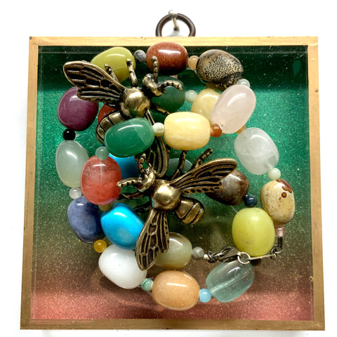Acrylic Frame with Bees on Necklace / Slight Imperfections (4