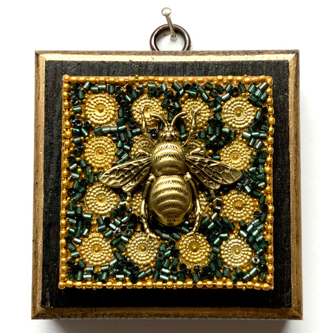 Bourbon Barrel Frame with Grande Bee on Beaded Block (3.5