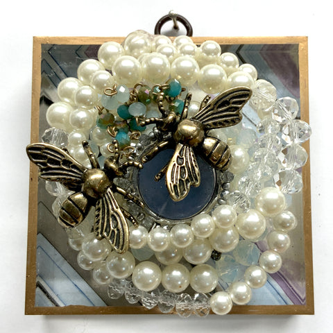 Acrylic Frame with Bees on Pearls / Slight Imperfections (4