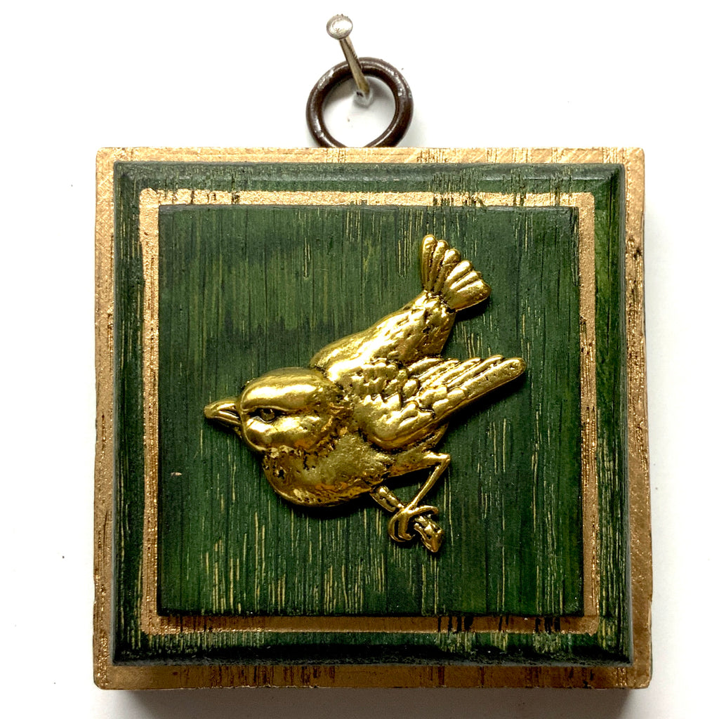 Green Waxed Frame with Songbird (2.75