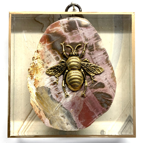 Acrylic Frame with Grande Bee on Petrified Wood / Slight Imperfections (4