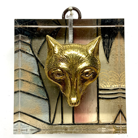Coromandel Screen under Lucite Acrylic Frame with Fox / Slight Imperfections (2.75” wide)
