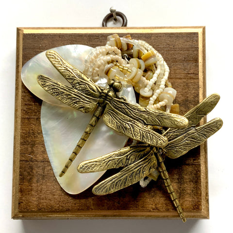 Wooden Frame with Dragonflies on Necklace (4