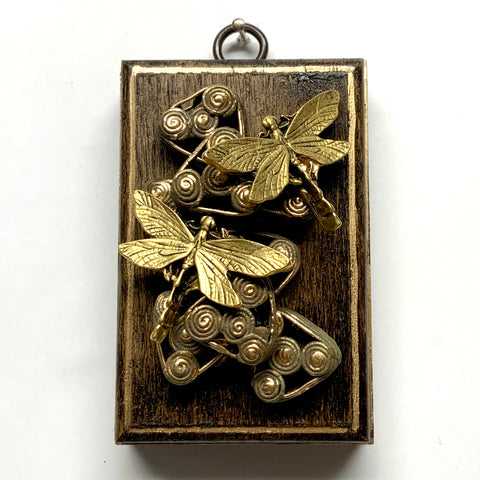 Wooden Frame with Dragonflies on Beads (2.25” wide)