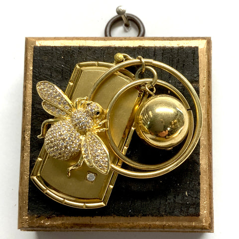 Bourbon Barrel Frame with Sparkle Bee on Brooch (2.5