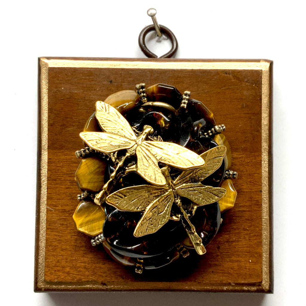 Wooden Frame with Dragonflies on Necklace (3.25