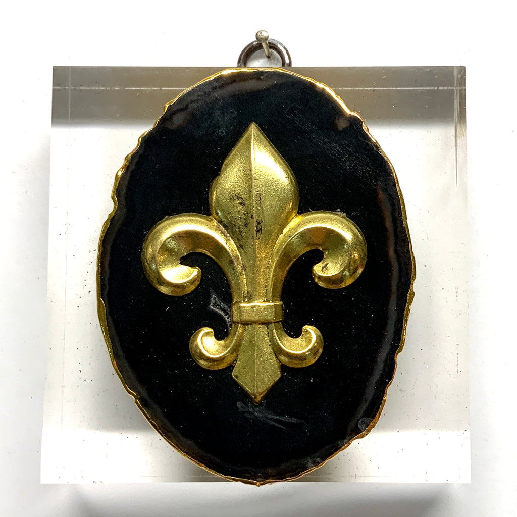 Acrylic Frame with Fleur-de-lis on Agate / Slight Imperfections (4