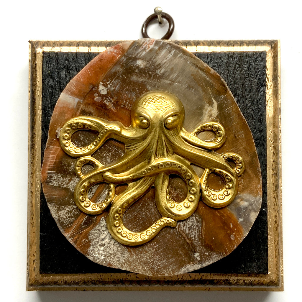 Bourbon Barrel Frame with Octopus on Petrified Wood (4