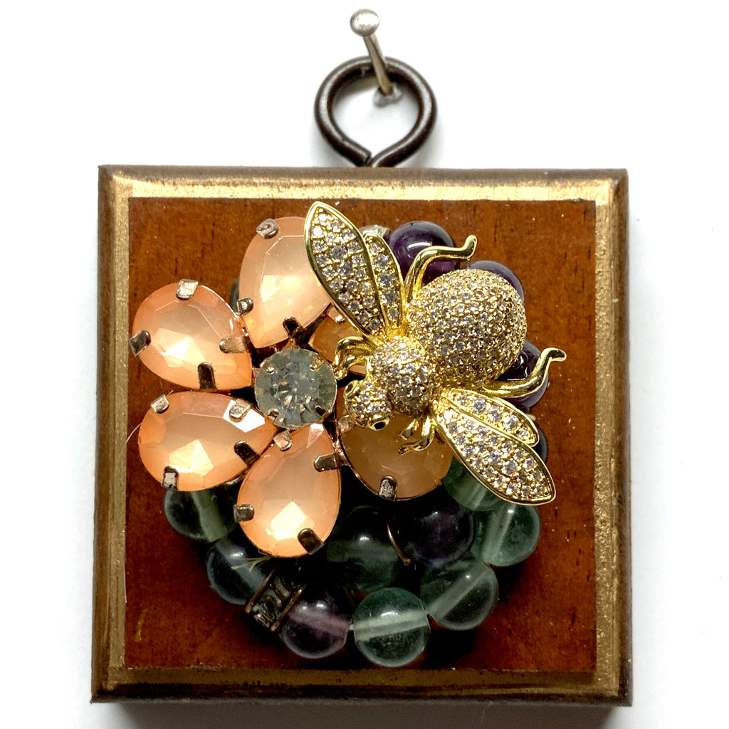 Wooden Frame with Sparkle Bee on Necklace (2.5