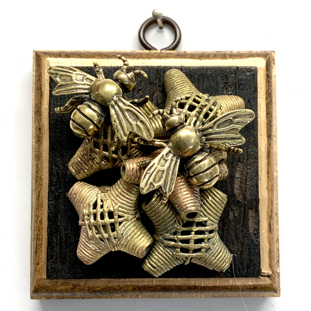 Bourbon Barrel Frame with Bees on Beads (3.25