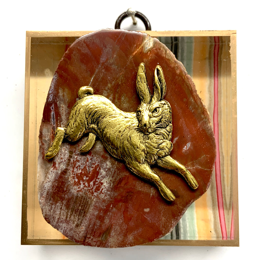 Acrylic Frame with Hare on Petrified Wood / Slight Imperfections (3