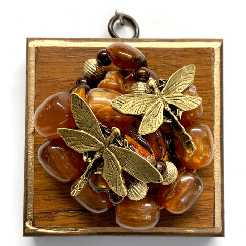 Wooden Frame with Dragonflies on Necklace (3.25