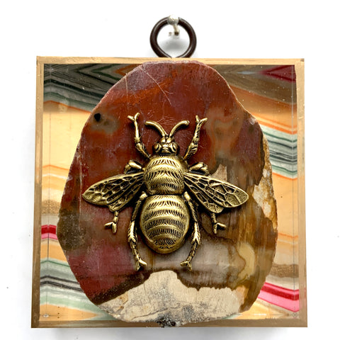 Acrylic Frame with Grande Bee on Petrified Wood / Slight Imperfections (3