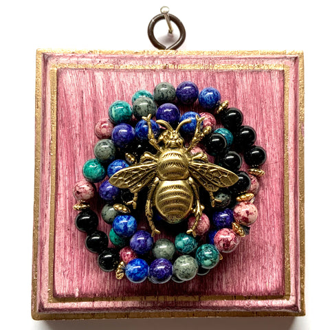 Pink Waxed Frame with Grande Bee on Necklace (4