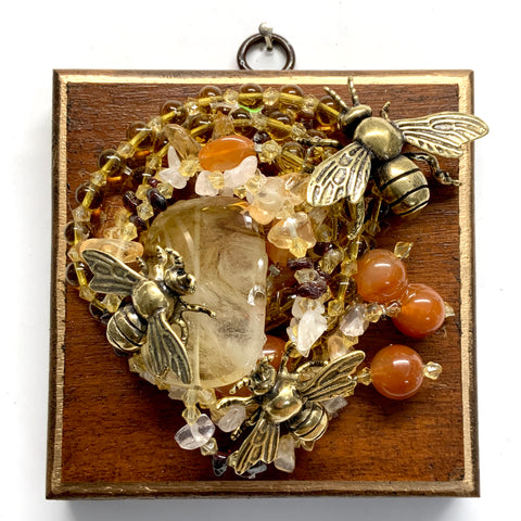 Wooden Frame with Bees on Necklace (4