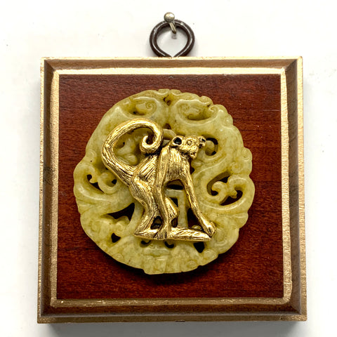 Mahogany Frame with Monkey on Jade (3.25” wide)