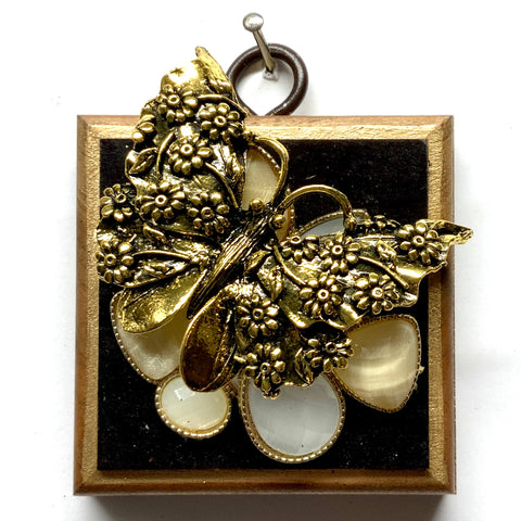 Bourbon Barrel Frame with Butterfly on Necklace (2.5