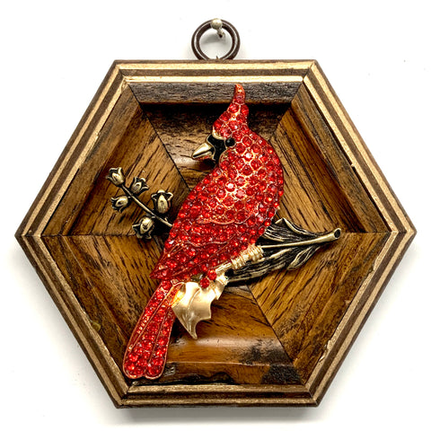 Wooden Frame with Sparkle Cardinal (4.75” wide)