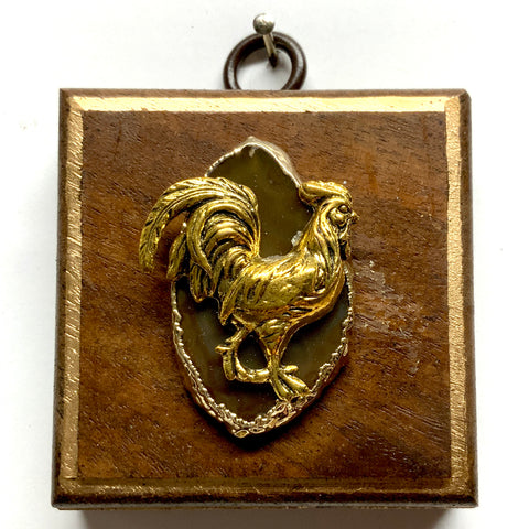 Wooden Frame with Rooster on Agate (2.5
