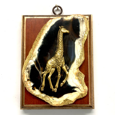 Mahogany Frame with Giraffe on Agate (3.75” wide)