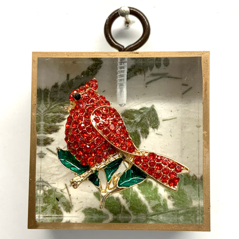 Acrylic Frame with Cardinal on Mulberry Paper / Slight Imperfections (2