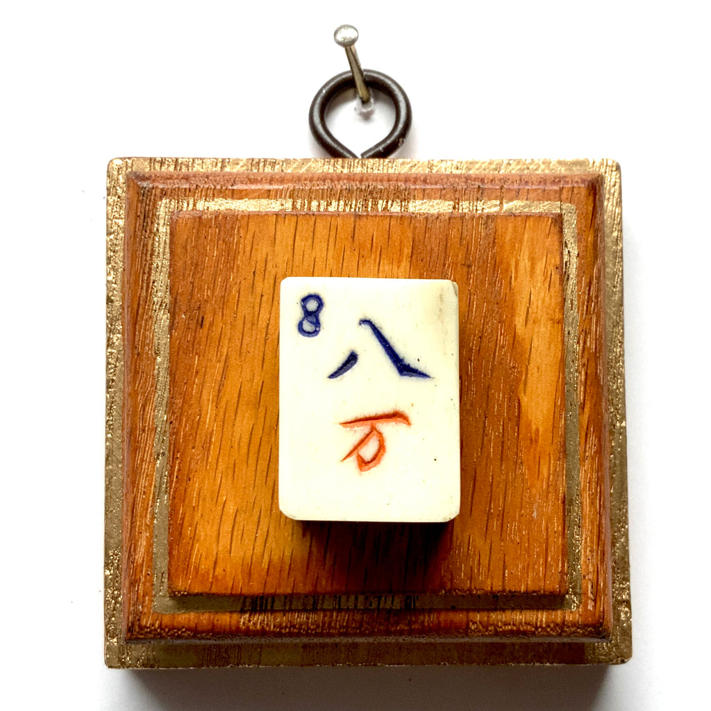 Orange Waxed Frame with 8 Crak Mahjong Tile (2.75
